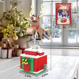 Christmas Building Blocks Sets Reindeer Rotating Christmas Elk Building Sets Kids 2024 Christmas Kits Small Xmas Building Brick Toys Gifts for Adults Teens Kids Girls Boys Ages 6+(135PCS Small Size)