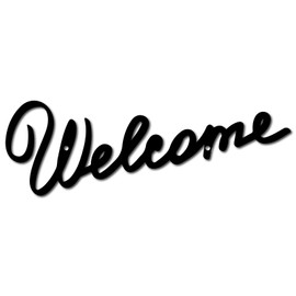 CREATCABIN Welcome Wall Decoration Made of Metal Welcome Sign Wall Art Wall Hanging Silhouette Ornament Made of Iron for Indoor Outdoor Home Living Room Kitchen Garden Office Decoration 11.8 x 3.9
