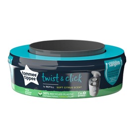 Tommee Tippee Twist and Click Advanced Nappy Bin Refill Cassettes, Sustainably Sourced Antibacterial GREENFILM, Pack of 1