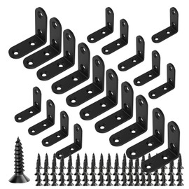 20PCS Heavy Duty 2x2 Inch Black L Brackets 0.12 Inch Thick Steel Corner Braces with 80 Screws Reinforced Angle Brackets for Wood Furniture Shelves and Cabinets