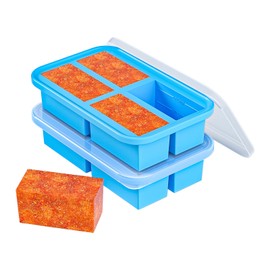 1 Cup Silicone Freezer Trays with Lid,2 PCS Soup Freezer Trays & Molds & Containers,Large Silicone Ice Cube Tray,For freezing and storing soups, broths, sauces and leftovers