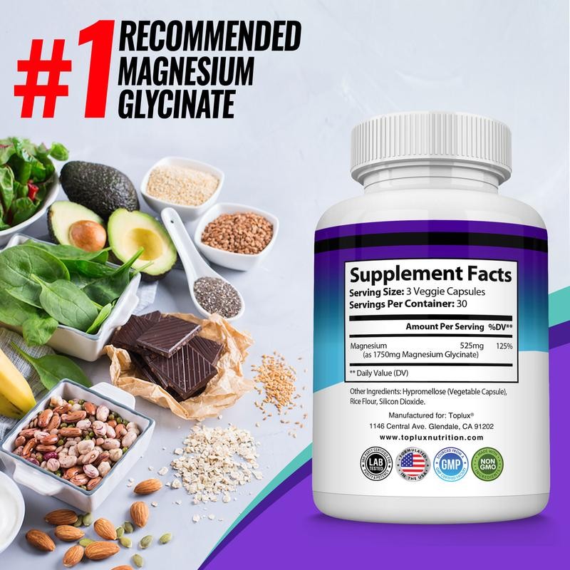 Magnesium Glycinate Supplement 525mg Elemental Magnesium