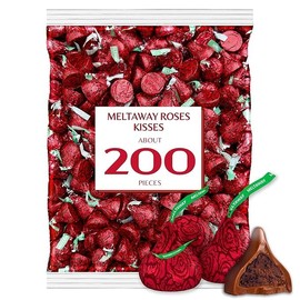 Meltaway Kisses, 2lb Pack of Chocolate Roses Individually Wrapped Bulk, Ideal Valentine Kisss for Valentine's Day Surprises, Perfect Valentines Chocolates for Romantic Gifts