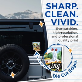 (2 Pack) Wyoming Stickers - Yellowstone National Park - Nature Scene Sticker - 5" On Longest Side - Sticks to Smooth Flat Surfaces - Made in USA - BMCS6280