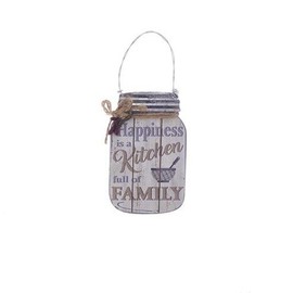 KURT ADLER 4.5" WOODEN MASON JAR CHRISTMAS ORNAMENT "HAPPINESS IS A KITCHEN..."