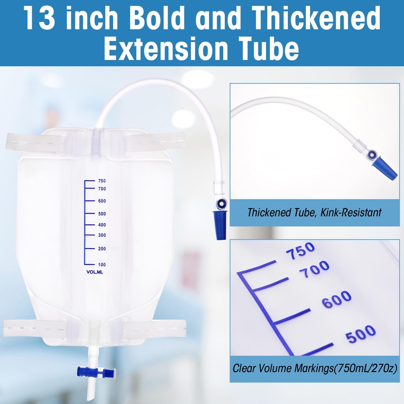 BeHerk 750 mL Catheter Leg Bag for Men and Women