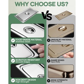 WantJoin Steam Table Hotel Pan Lids - 6 Pack 1/3 Third Size Notched Slotted Cover with Handle for Stainless Steel Metal Tray Set Food Storage Container Commercial Restaurant Warmer Catering Supplies