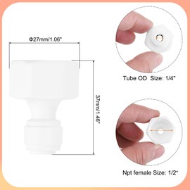 sourcing map 10Pcs Straight 1/2 Inch NPT Female to 1/4 Inch Tube OD Quick Tube Connector Push to Connect Tube Fittings Hose Connector for RO Reverse Osmosis System, with Rubber Rings
