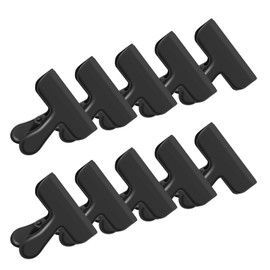 Pack of 10 Large Locking Clips Metal Clips Stainless Steel Locking Clips Strong Spring Force Ideal for Kitchen Office and School (77 mm) (Black)