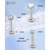 OUFER 3PCS Titanium Flat Back Tragus Earrings Labret Piercings Pack