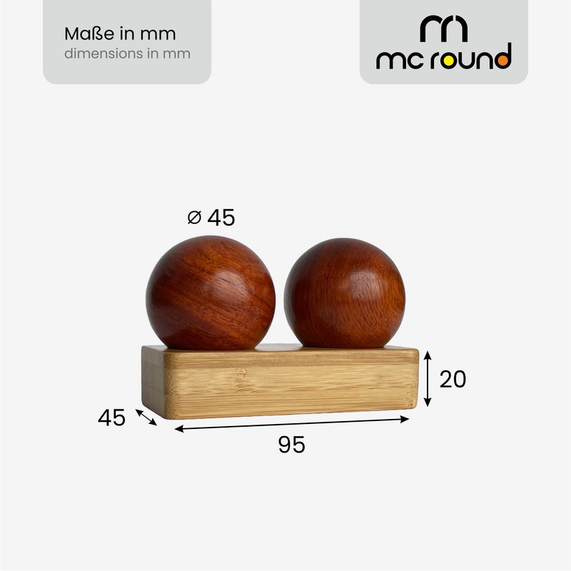 Two Elegant Maidu Wooden Balls 45 mm for Relaxing Hands