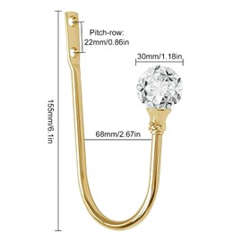 2cs Decorative Balls Curtains Holders for Wall Large Crystal Ball Wall Mounted Drapery Tiebacks with Clear Crystal Ball Heavy Duty Metal Drapery with Screws Matt (Gold)