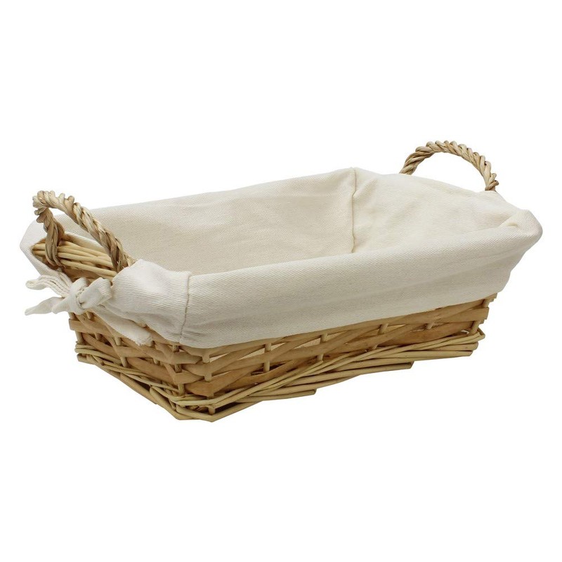 JVL Rectangular willow wicker lined bread basket 28 x 21