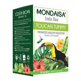 Mondaisa Toucan Tummy Herbal Tea | 20 Tea Bags (4 Pack) | Peppermint, Anise Seed & Chamomile | Costa Rican Rainforest Infusion