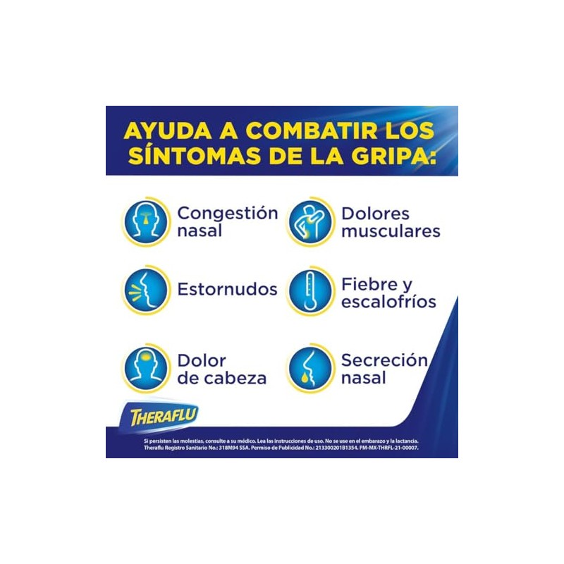 Theraflu Noche, Té Antigripal para Resfriado Severo, 10 Sobres
