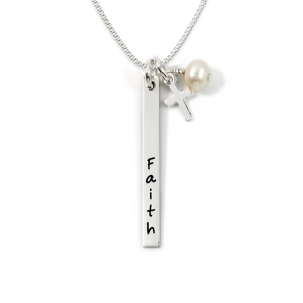 AJ's Collection Skinny Name Bar with Mini Cross and Crystal