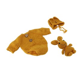 Knitted Photography Costume, Comfortable Hand Made Hand Washed Baby Yarn Photo Outfits for Girls for Boys (Yellow)