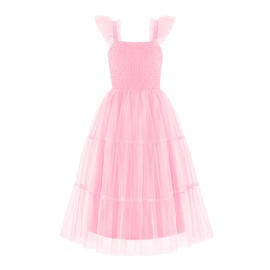 Arshiner Girl Summer Maxi Dress Kids Valentines Beach Casual Sleeveless Sundress Strap Maxi Dresses Pink Size 5 6