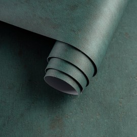 Magielif Dark Green Peel and Stick Wallpaper 16"x118" Matte Extra Thick Art Deco Contact Paper Waterproof Self-Adhesive Removable Pure Green Vinyl Wallpaper 3D Textured for Cabinet Studio Farmhouse