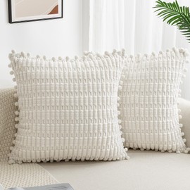 ZWJD Set of 2 Beige Cushion Covers, 50 x 50 cm, Corduroy Sofa Cushion, Soft Cushion Cover, Boho Cushion Covers, Decorative Cushion, Modern Cushion Decoration for Couch, Bedroom, Home, Car, Decorative