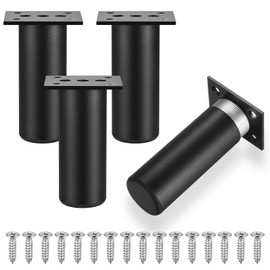 SZSIQI 4 Pcs Adjustable Legs for Furniture Legs, 4"/10cm Black Cabinet Legs, 0-20mm Adjustable Feet for Furniture Sofa Legs Table Legs for Cupboard Dresser Bed Chair Cabinet Breakfast Bar Legs Feet
