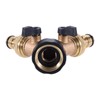 Hicello 2-Way Garden Hose Brass Splitter with Two 3/4 Inch