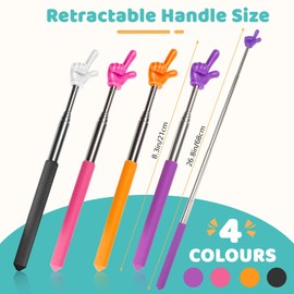Bagentry Bagentry 4 Pcs Teacher Pointer Stick for Classroom Extendable Pointer Finger Telescoping Hand Pointer Retractable Pointing Stick Reading Aid for Presentation Whiteboard (Black, Orange, Purple, Pink)