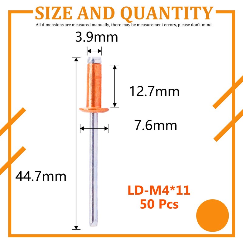 Hilitchi Dome Head Red Copper Blind Rivets Self-Plugging Open End