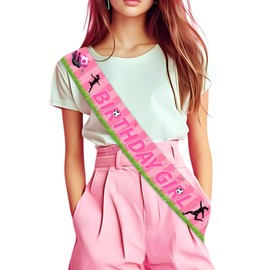 Diartpaint Soccer Theme Birthday Favor Sash, Football Fan Birthday Sash Decoration, Sports Photo Prop Photography Accessories Supplies Hot Pink