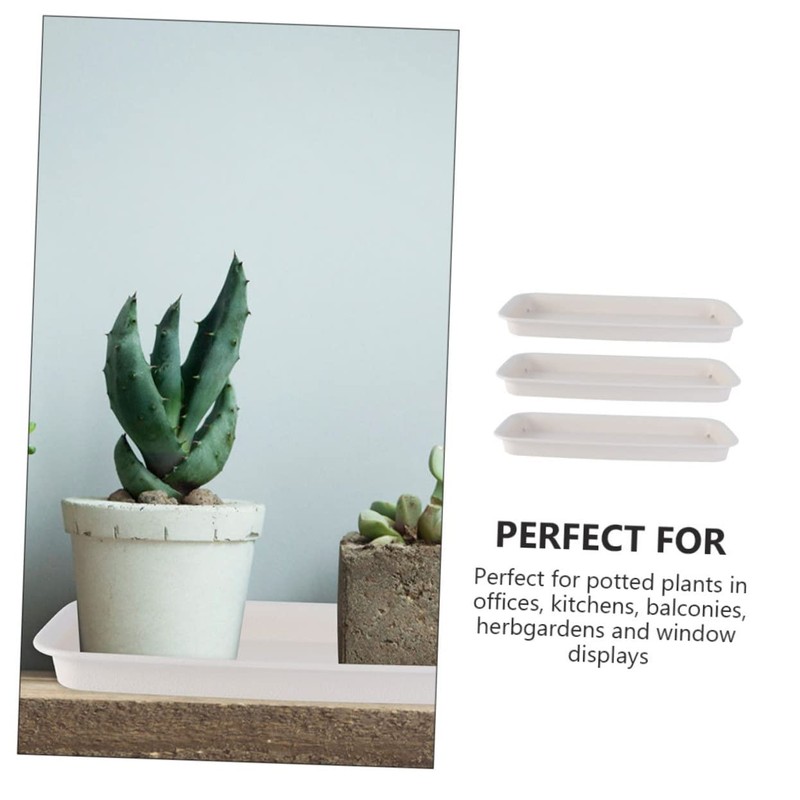VICASKY 3pcs Plastic Flowerpot Water Trays Rectangular Potted Plant Bases