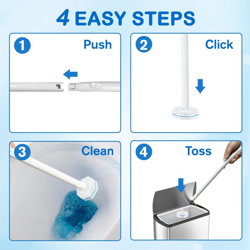 Disposable Toilet Brush Cleaning System, with 40 Pcs Brush Bowl