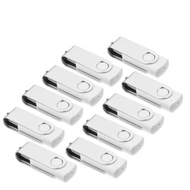 USB Sticks 32GB Pack of 10, AreTop Memory Stick Rotate Metal High Speed USB 2.0 Flash Drive Pack (White)