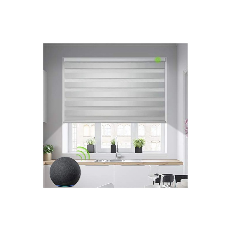 Yoolax Motorized Custom Zebra Blinds Dual Layer Sheer Shades Fabric