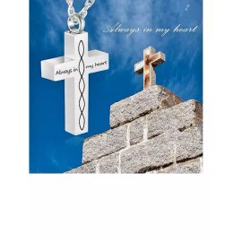 Fashion Jewelry CROSS ASHES URN INFINITY LOVE Pendant on 24" 925 Plate Sterling Silver Necklace
