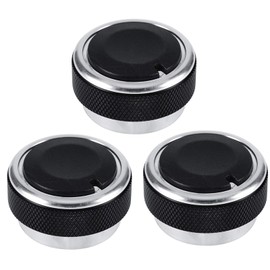 Air Conditioning Control Switch Knob Button, 3 Pcs Car Air Conditioning Knob Switch Engine Start Rotation Button Outer Covering (Black)