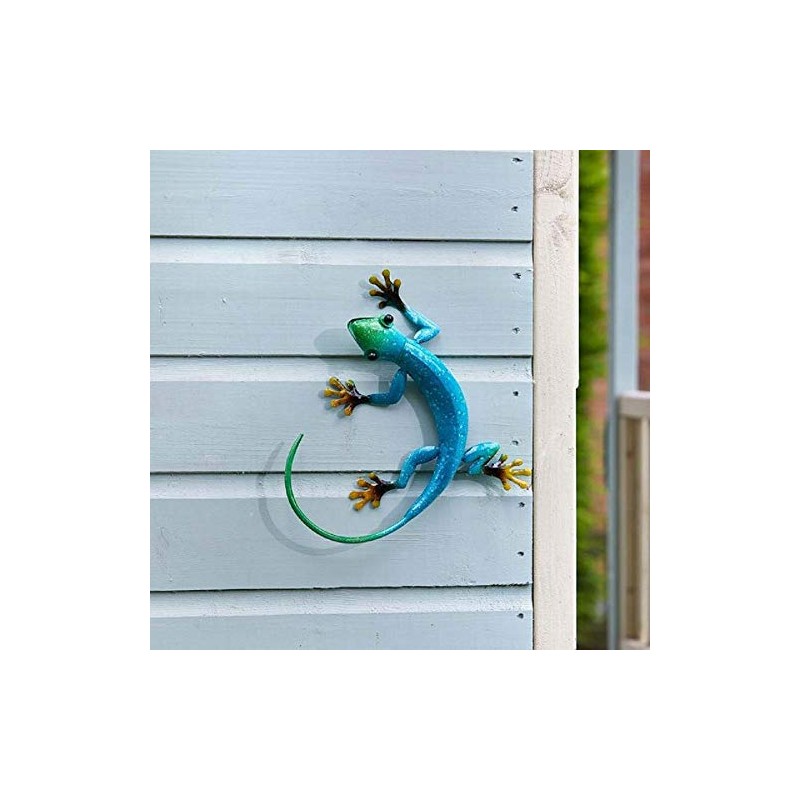 Flamboya Outdoor Decorative Gecko Wall Art Ornament in Azure Blue