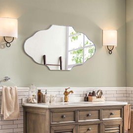 Dorlicecass Scalloped Bathroom Mirror- Silver Mirror Wall Decor 23"x 37" Modern Mirror Wall Decor for Bathroom, Bedroom, Living Room, Dining Room, Cloakroom, Entryway