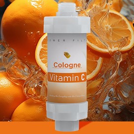 Shower Head Filter for Hard Water Bathroom Accessories Water Filter Vitamin C Replacement Cartridge Remove Chlorine Fluoride Heavy Metals Improves Skin Condition Protects Hair Mandarin Orange Scent