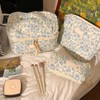 Aesthetic Cosmetic Bag, Travel Flower Pattern Makeup Bag, Set of