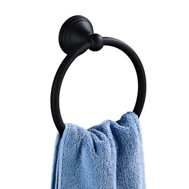 Matte Black Towel Ring for Bathroom 1 Pack, Kitchen Bath Towel Holder Hangers Wall Mount Heavy Duty Storage Stainless Steel…