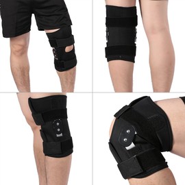ZJchao Knee Brace with Patella Opening, Adjustable Knee Brace Sports Orthopedic Knee Brace with Aluminum Alloy Brackets for Women Men for Decompression and Relief (L)