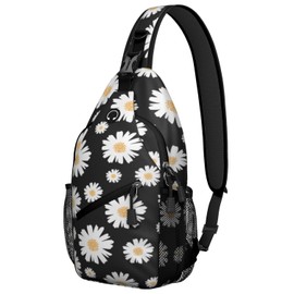 Daisy Printed Sling Bag for Women Men Small Flower Crossbody Sling Backpack Travel Hiking Daypack Daisy Floral Chest Shoulder Bag