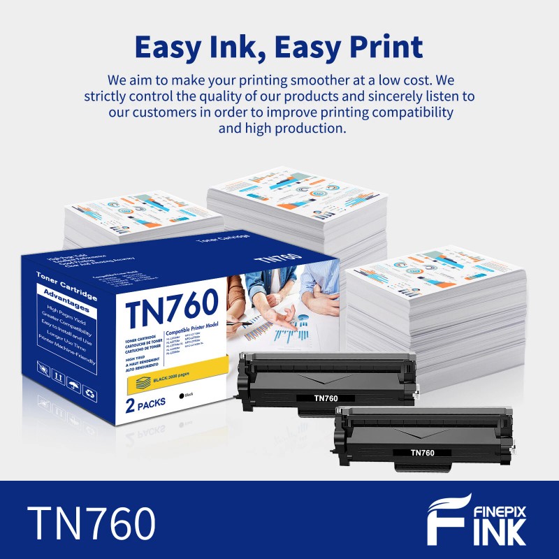 For Brother 2PK TN760 Fits For Brother TN-730 Toner MFC-L2717DW