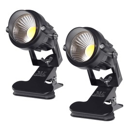 AKTSNYMPH LED Clamp Spot Lights,Indoor/Outdoor Plants Decor Accent Lighting,Clip on Lights Daylight White Uplights with 9.8FT Cord and Switch for Trade Show,Workshop,Billboard,Desk Lighting,2Pack