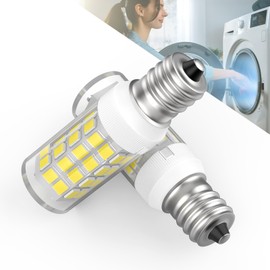 WE05X20431 Dryer LED Light Bulb, E12 120V 5W 6500K Candelabra Base Dryer Drum Appliance Incandescent Light Bulb for L-G G-E Whirl-Pool Replace 22002263 WE4M305 WP3395618 (2PCS, Daylight White)
