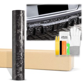 60"x120" (5FTx10FT) Gloss Black 24K Chopped Forged Carbon Fiber Textured Vinyl Wrap Auto Car Sticker Decal Sticker Film Sheet Bubble Free Air Release Technology with Tool Kit