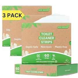 Natural Toilet Bowl Cleaner Strips, Unscented, Eco-friendly, Non-toxic, Septic Safe, Removes Odors & Stains, Plastic-free, Toilet Bowl Cleaner for Quick and Easy Cleaning (180 count)