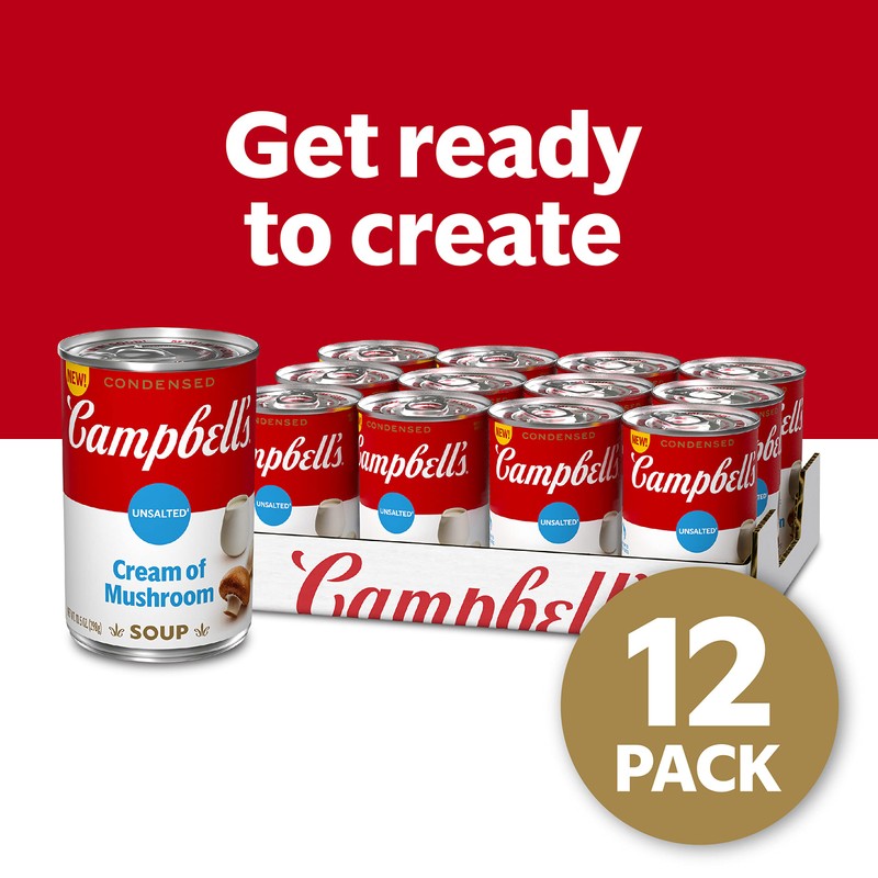 Campbell’s Condensed Unsalted Cream of Mushroom Soup, 10.5 Ounce Can