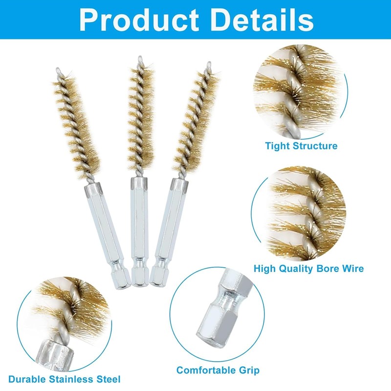 Stainless Steel Drilling Brush, 6 Pieces in Different Sizes +