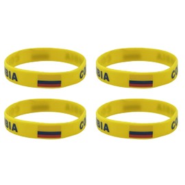 LLBFHH 4 Pcs Colombia Colombians Country Flag Rubber Bracelets, National Flag Silicone Bracelet, Rubber Wristbands Patriotic Decorations Gift